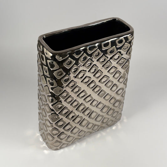 Moderne Deko-Vase aus Keramik – Silber, rechteckig Koffer Vase