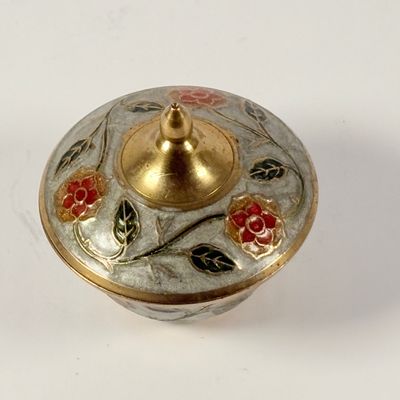 Cloisonné-Emaille auf Messing Schale mit Dekel