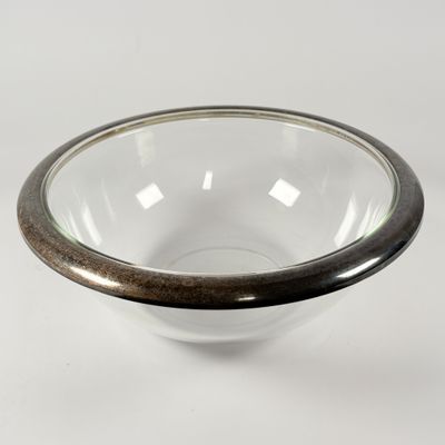 Vintage Glasschüssel mit versilbertem Rand