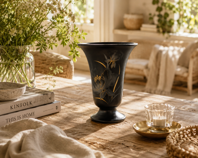 Scheurich Vintage Vase Schwarz Gold – Mid Century Keramik 517-25 – Vintera