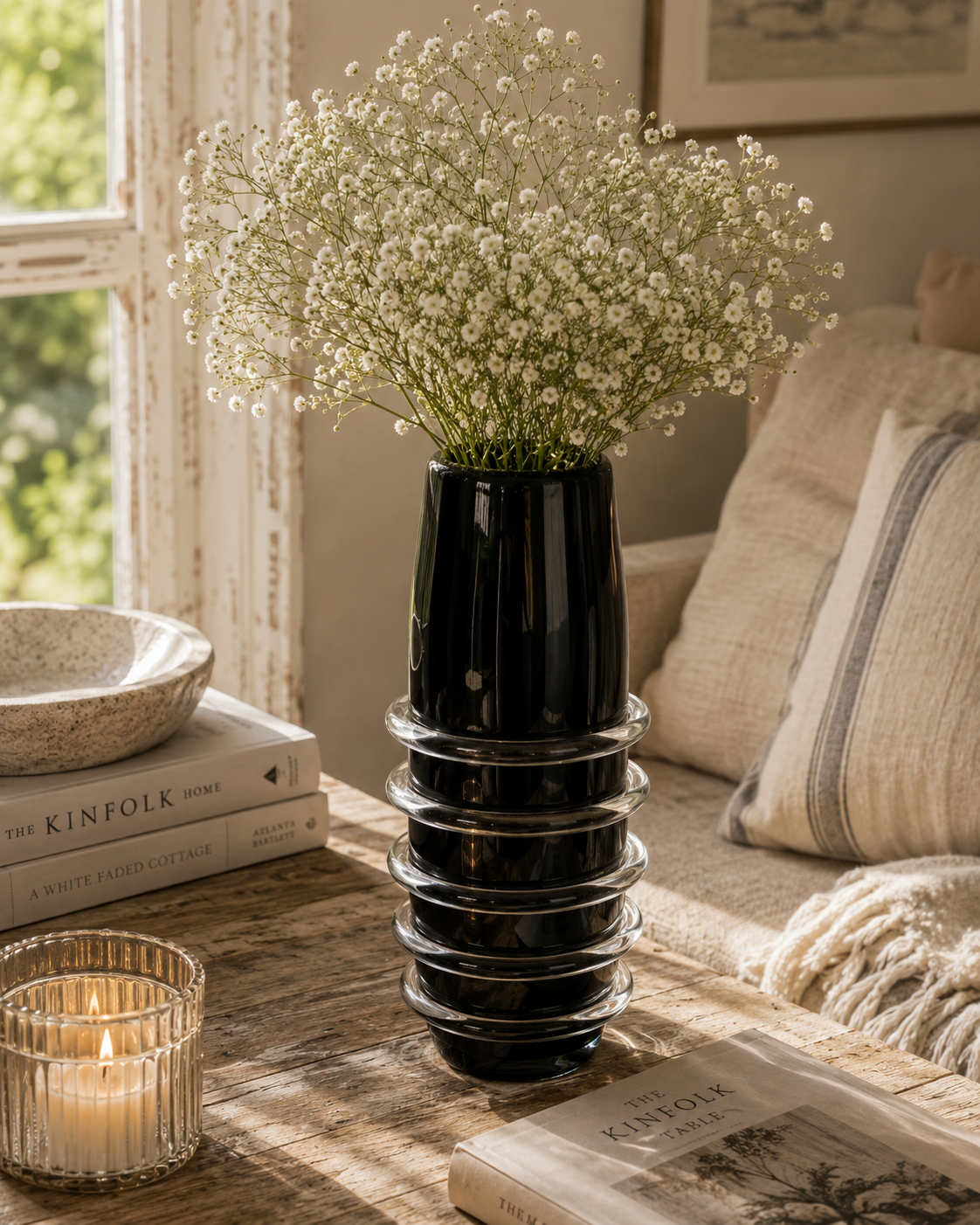 Murano Stil Glasvase Schwarz Vintage 36 cm – Design Vase – Vintera