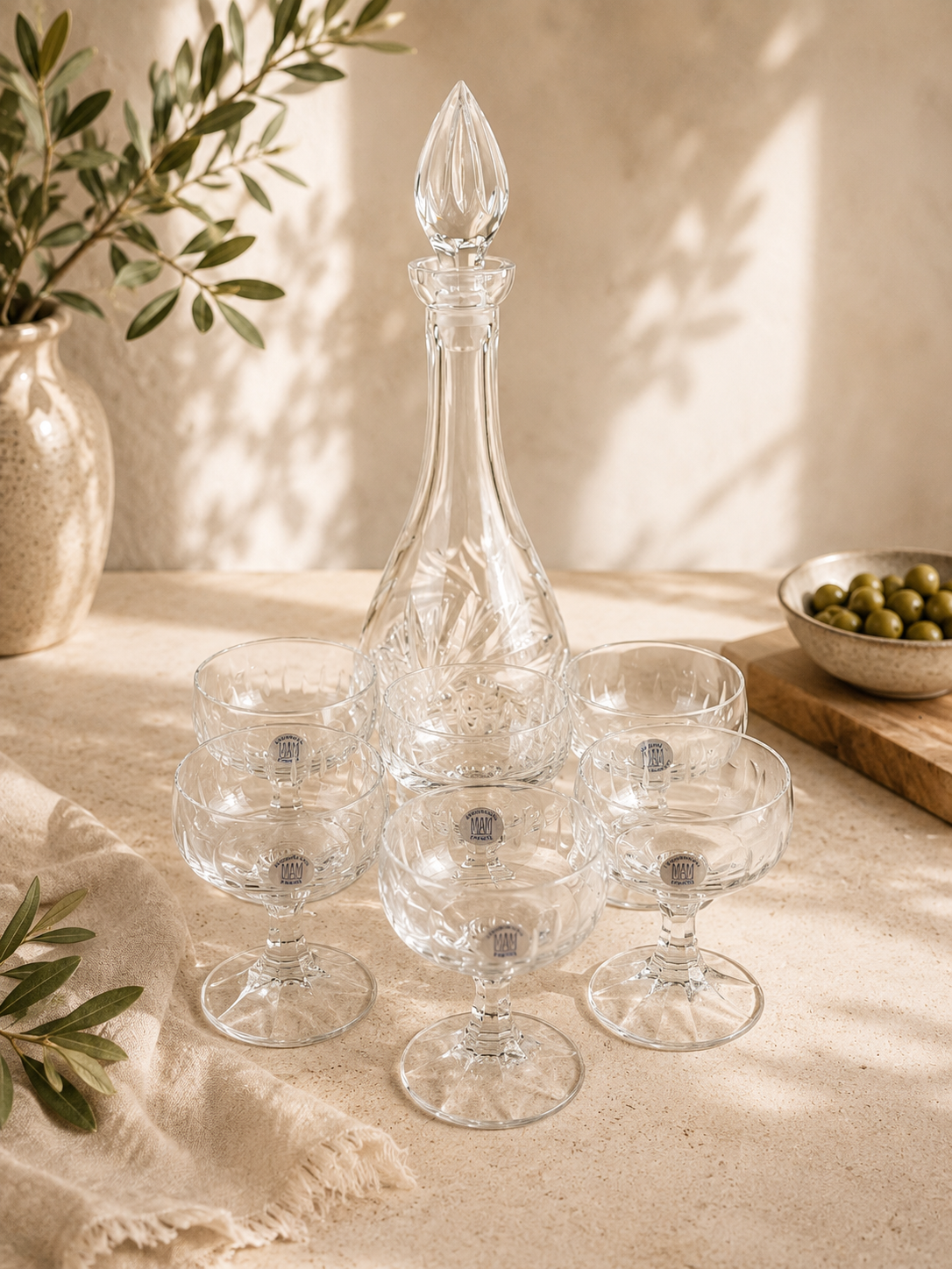 Vintage Kristall-Weingläser geschliffen – Set