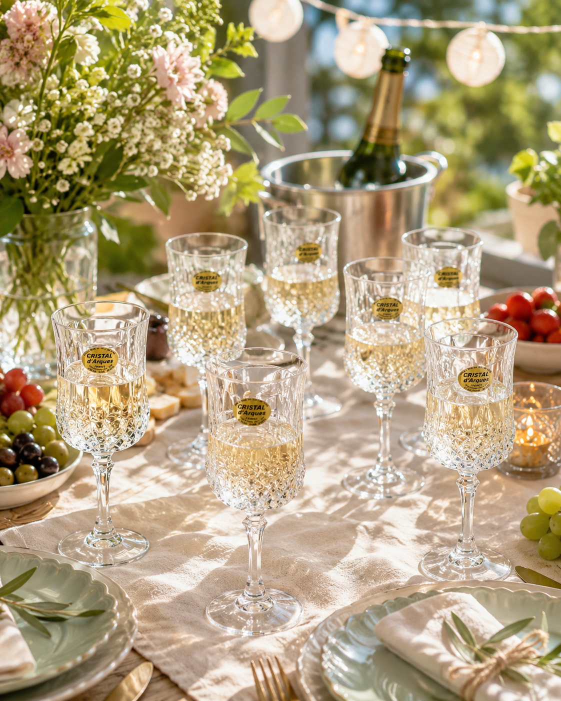 7 Cristal d'Arques Likörgläser aus Bleikristall